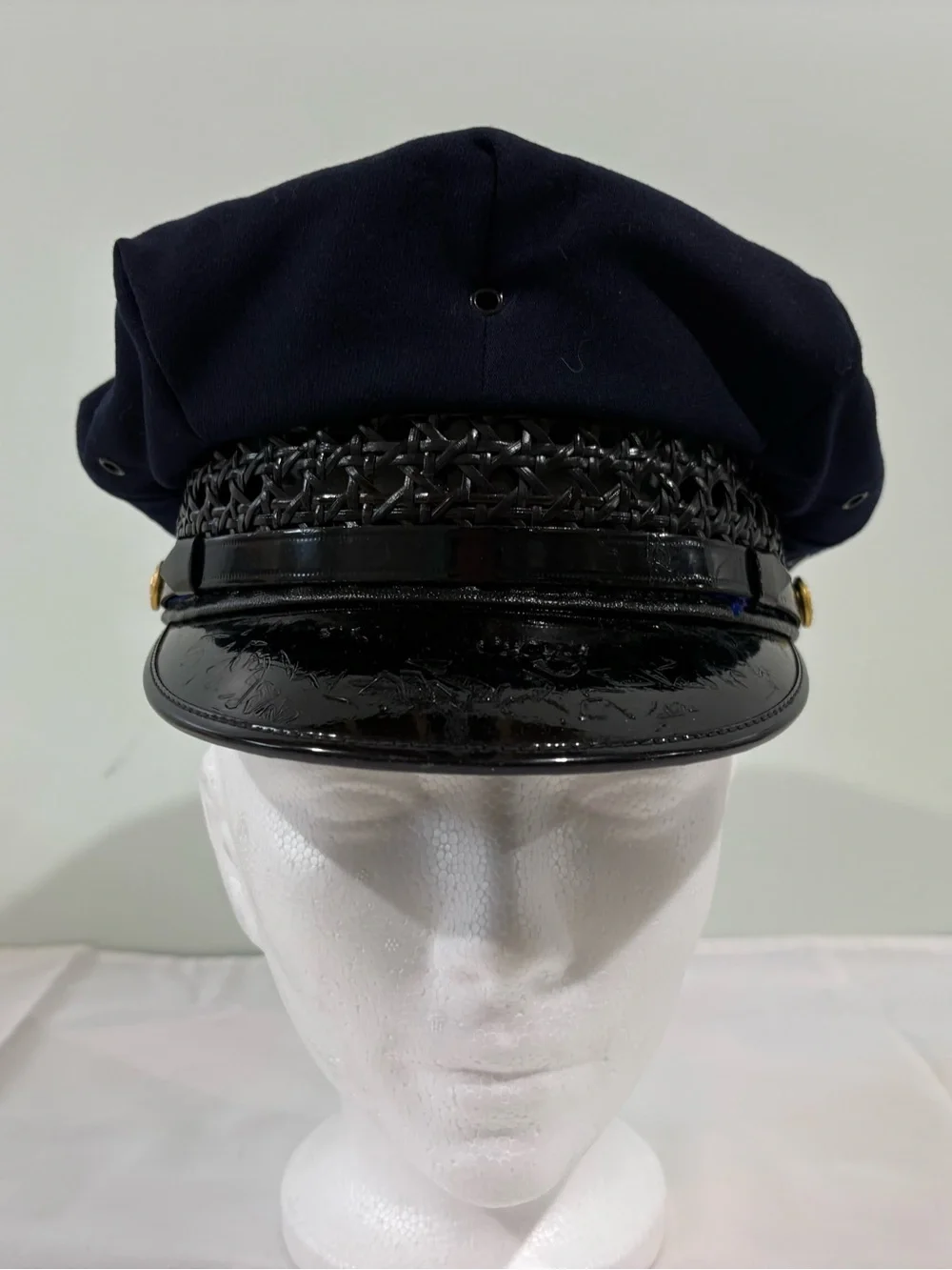 Uniform Cap All Wool Visor Hat Black Vintage Police Sz 7 AG Meier & Co